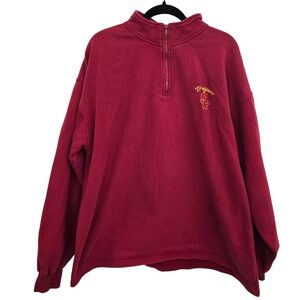 USC Trojans Quarter Zip Sweatshirt XL Maroon Pullover Mock Neck Embroidered Logo
